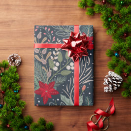 Papel De Regalo Navidades Floral Poinsettia Winter Heather