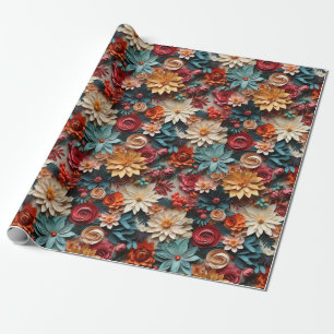 Papel De Regalo Navidades florales 3D