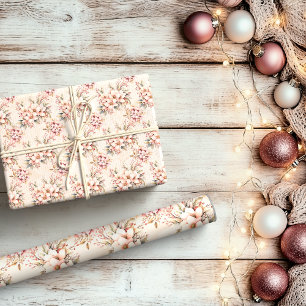 Papel De Regalo Navidades florales rosados