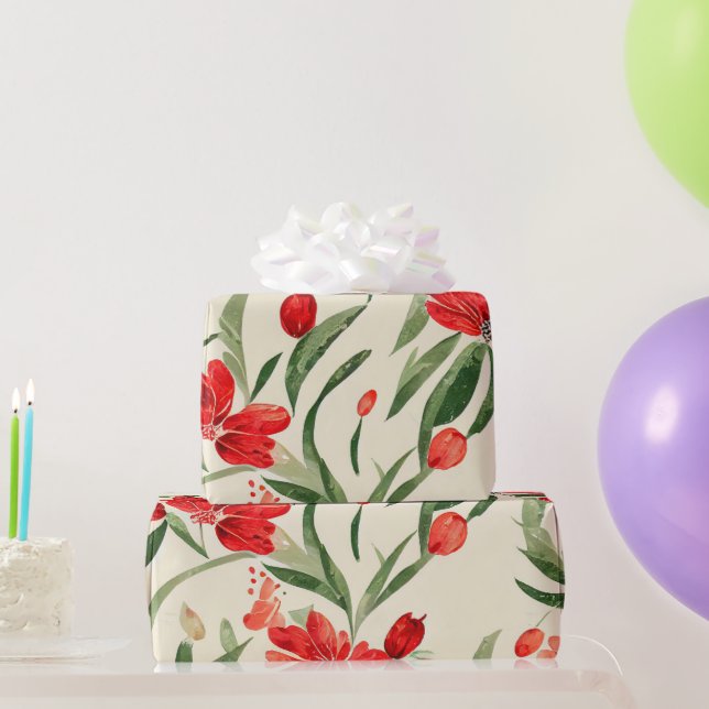 Papel De Regalo Navidades Florals (Regalos de fiesta)