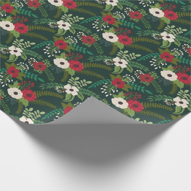Papel De Regalo Navidades Florals Floral Hunter fondos verdes (Esquina)