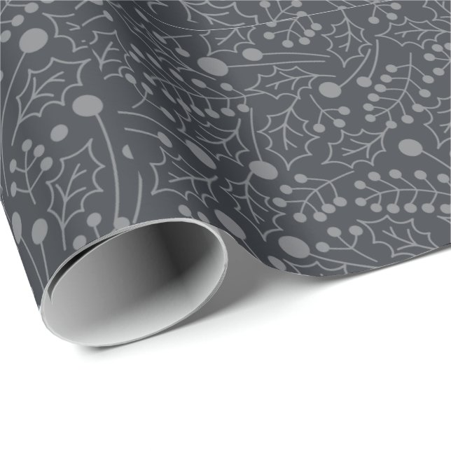 Papel De Regalo Navidades florecen Navidades Art Holly Leaf Print (Esquina del rollo)