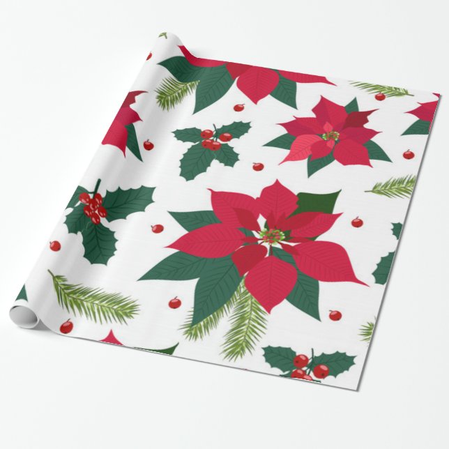 Papel De Regalo Navidades Flores (Desenrollado)