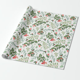 Papel De Regalo Navidades follaje bayas mistletoe y holly