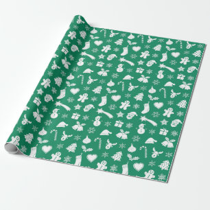 Papel De Regalo Navidades fondo azul de patrón verde