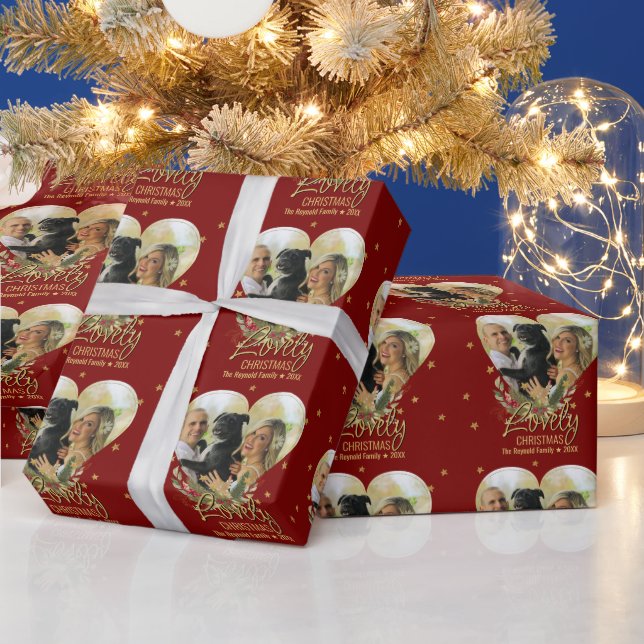 Papel De Regalo Navidades Foto Estrella Purpurina Oro Corazón, Enc (Vacaciones)