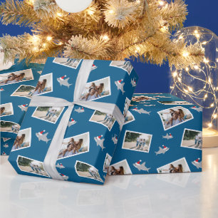 Papel De Regalo Navidades fotográficos de Santa Tiburón envolviend