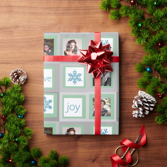 Papel De Regalo Navidades fotográficos personalizados de Mint Gree (Regalo de vacaciones)
