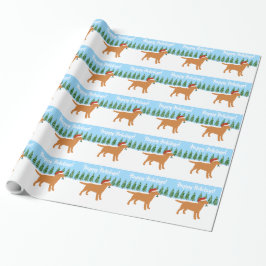 Papel De Regalo Navidades Fox Red Labrador Santa Hat