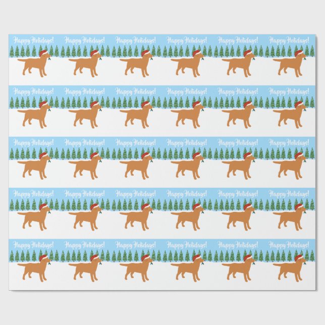 Papel De Regalo Navidades Fox Red Labrador Santa Hat (Superficie plana)