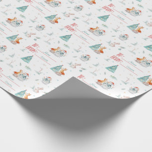 Papel De Regalo Navidades Fox Snowman Personalizado de nombre y de