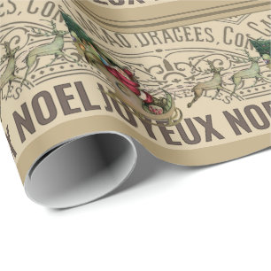 Papel De Regalo Navidades franceses de renos Joyeux Noel Santa