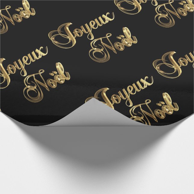 Papel De Regalo Navidades franceses Joyeux Noel Black and Gold (Esquina)
