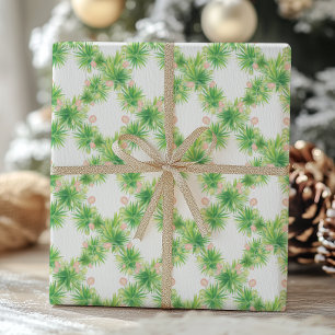Papel De Regalo Navidades Garland de color rosa y verde claro