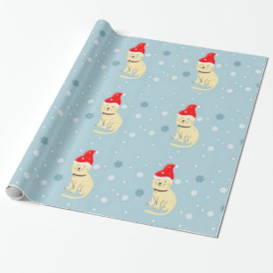 Papel De Regalo Navidades gatitos con gorra en azul