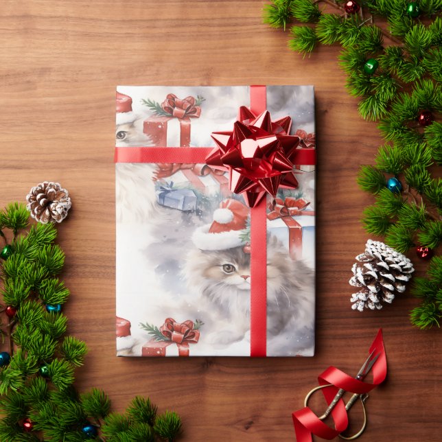 Papel De Regalo Navidades gatitos con regalos envueltos (Regalo de vacaciones)
