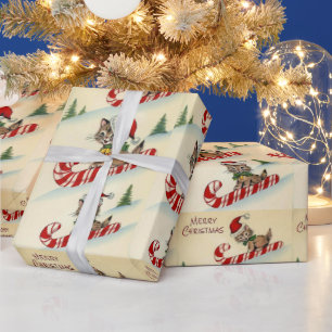 Papel De Regalo Navidades Gatitos Montando Un Cañón