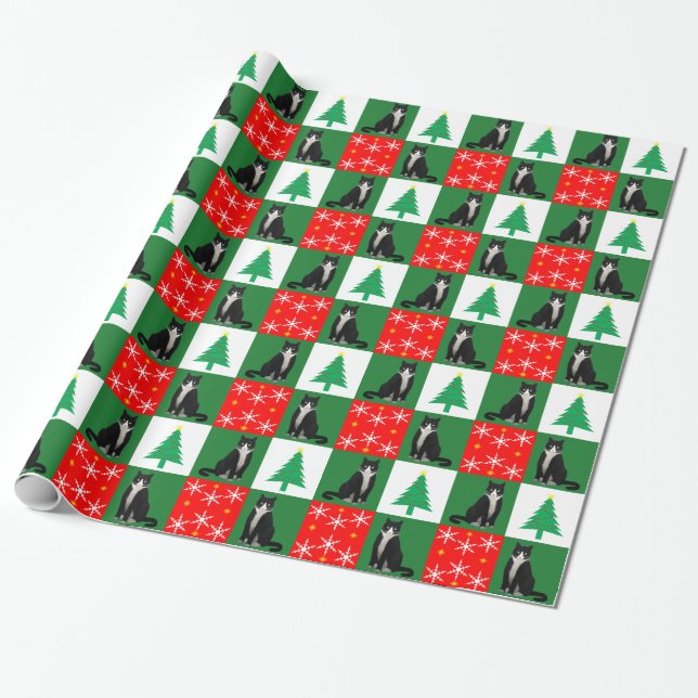 Papel De Regalo Navidades, gato (Desenrollado)