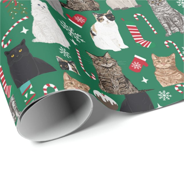 Papel De Regalo Navidades gatos gatitos patrón (Esquina del rollo)