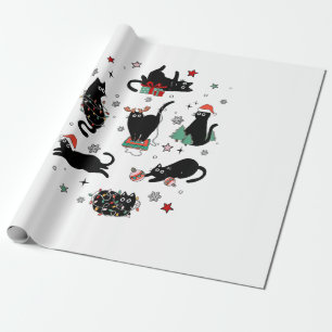 Papel De Regalo Navidades Gatos Negros