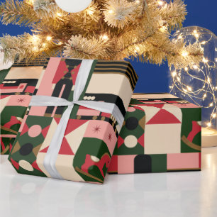 Papel De Regalo Navidades geométricos abstractos Juguetes vintage