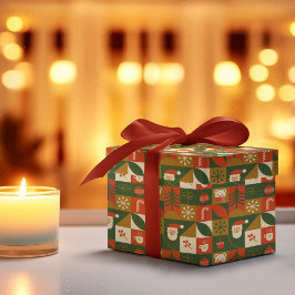 Papel De Regalo Navidades geométricos Patrón de oso Santa sin sold