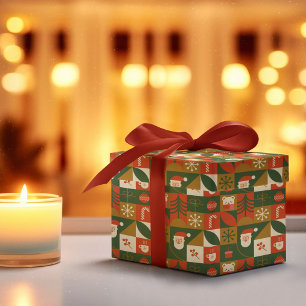 Papel De Regalo Navidades geométricos Patrón de oso Santa sin sold