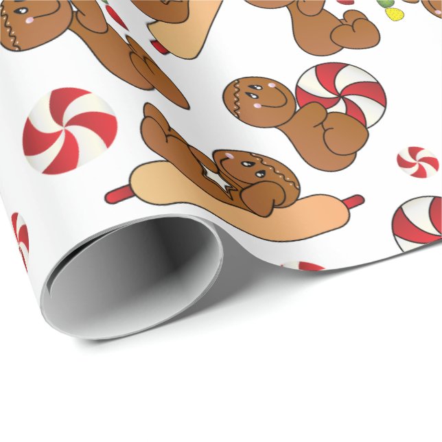 Papel De Regalo Navidades Gingerbread Candy Fun (Esquina del rollo)