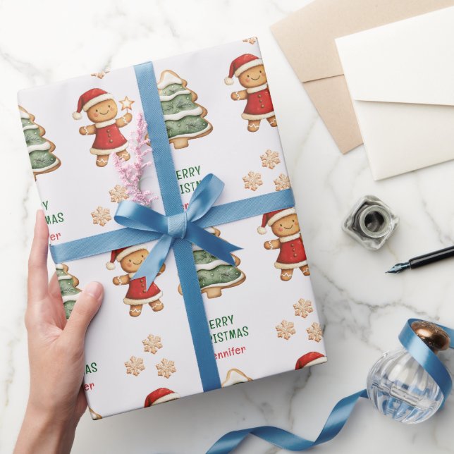 Papel De Regalo Navidades Gingerbread Chica Personalizado (Regalar)