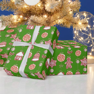 Papel De Regalo Navidades Gingerbread Cookies Green