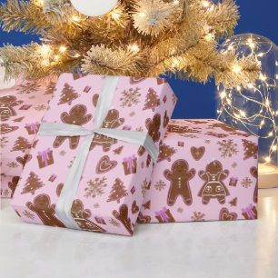 Papel De Regalo Navidades Gingerbread hombre y mujer árbol de Navi