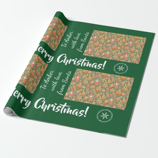 Papel De Regalo Navidades Gingerbread Hombres Santa Nombre Persona (Desenrollado)