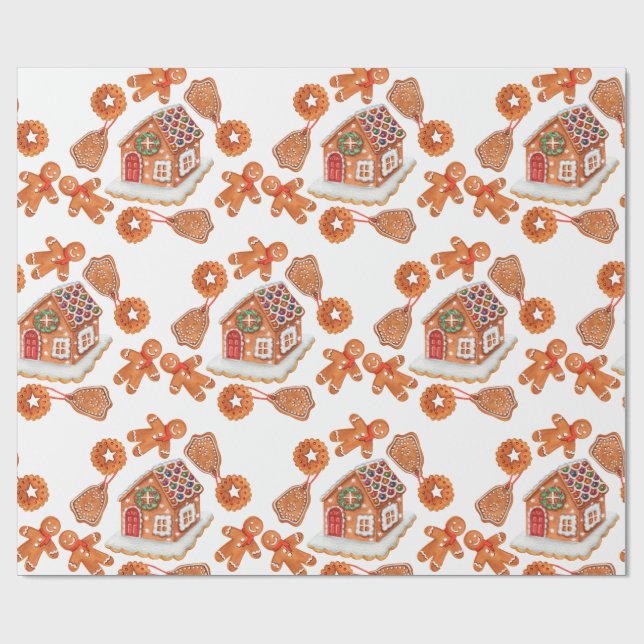 Papel De Regalo Navidades Gingerbread House Cookies (Superficie plana)