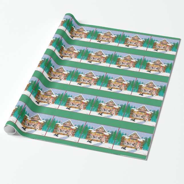 Papel De Regalo Navidades Gingerbread House Poodles (Desenrollado)