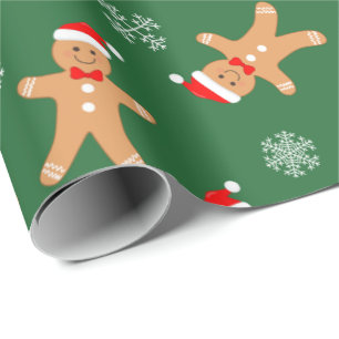Papel De Regalo Navidades Gingerbread Men Snowflakes Navidades
