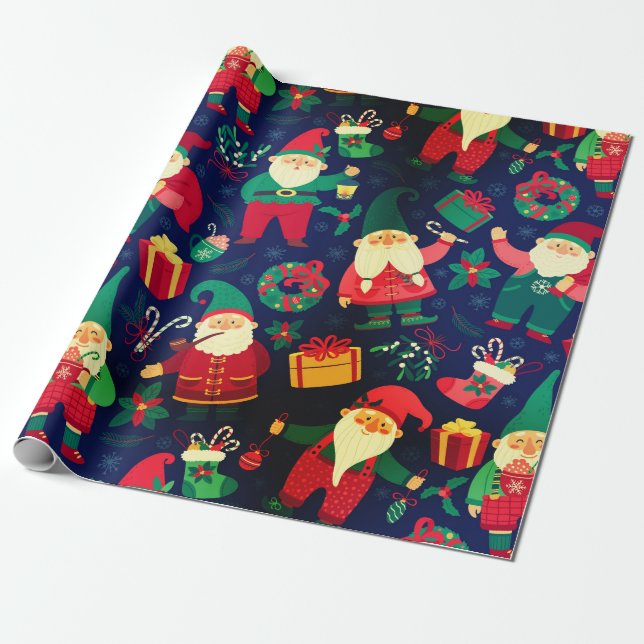 Papel De Regalo Navidades Gnomes (Desenrollado)