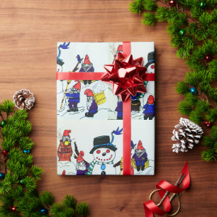 PAPEL DE REGALO NAVIDADES GNOMES EN LA NIEVE