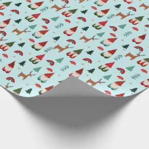 Papel De Regalo Navidades Gnomes menta ligera de vacaciones