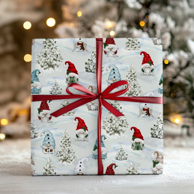 Papel De Regalo Navidades Gnomes Watercolor Holiday (Subido por el creador)