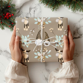 Papel De Regalo Navidades Gnomes Woodland