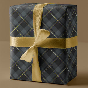 Papel De Regalo Navidades Gold y Dark Green Tartan Plaid