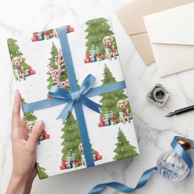 Papel De Regalo Navidades Golden Retriever con regalos (Regalar)