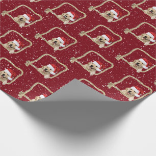 Papel De Regalo Navidades Golden Retriever en el marco de la cuerd