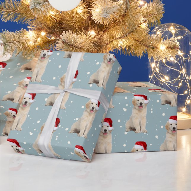 Papel De Regalo Navidades Golden Retriever En Snowflakes (Vacaciones)