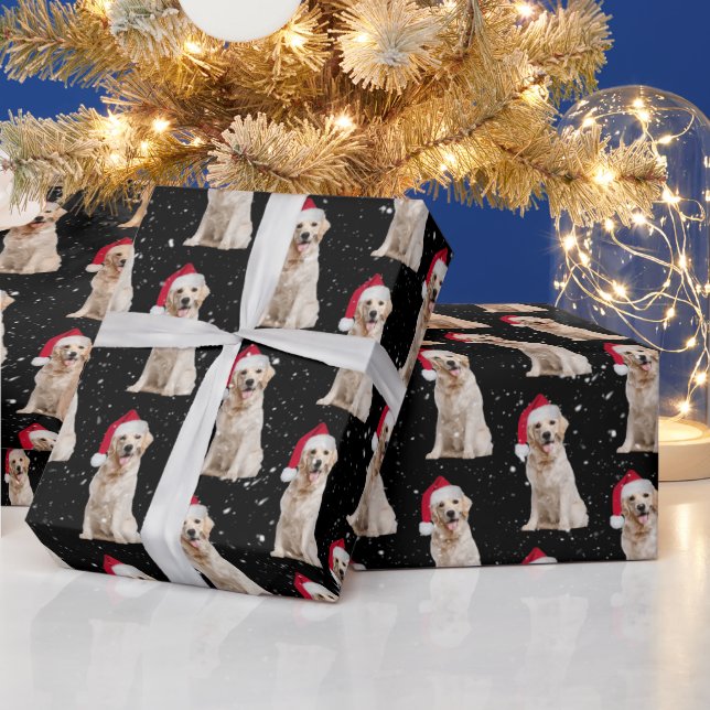 Papel De Regalo Navidades Golden Retriever In Snowflakes (Vacaciones)