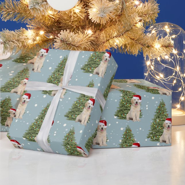 Papel De Regalo Navidades Golden Retriever In Snowflakes (Vacaciones)