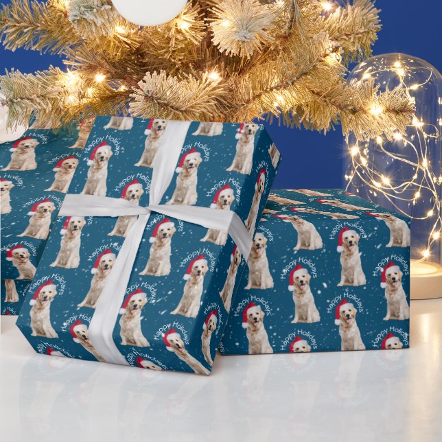 Papel De Regalo Navidades Golden Retriever In Snowflakes (Vacaciones)
