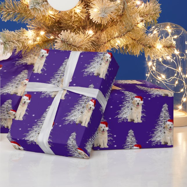 Papel De Regalo Navidades Golden Retriever y Tree (Vacaciones)