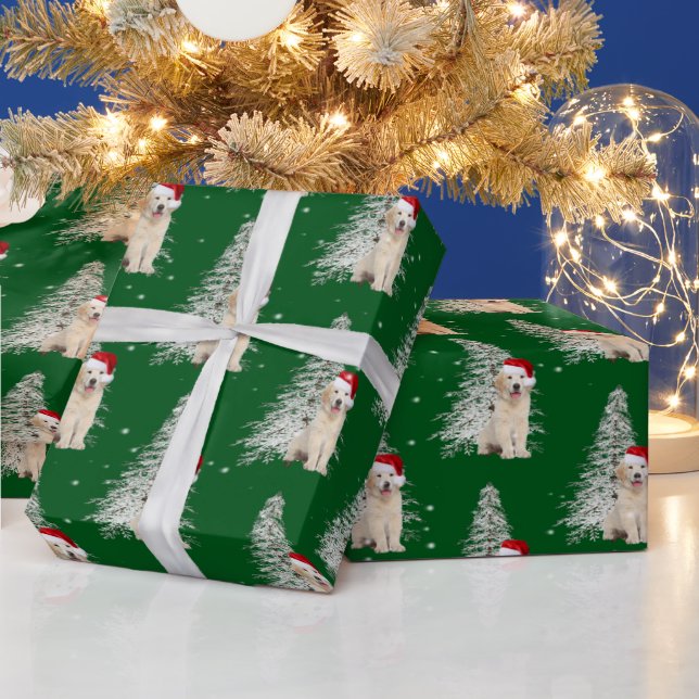 Papel De Regalo Navidades Golden Retriever y Tree (Vacaciones)