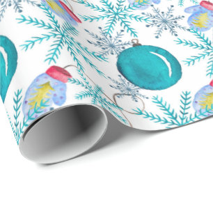 Papel De Regalo Navidades golpean a Mittens y a la acuarela Snowfl